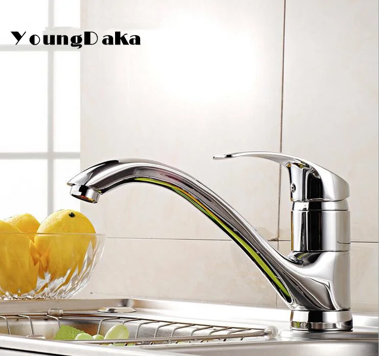 Качество Латунь Хромированная Отделка Кухня Одной Ручкой Кран Холодной и Горячей Воды Смесителя 360 Градусов