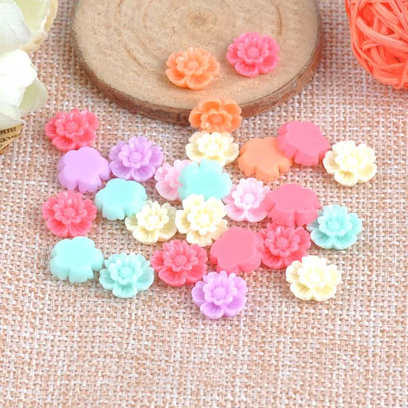 

50PCS flower flatback Resin Cabochons Scrapbook Craft 9mm DIY buttons phone decor Headwear accessories CP1484