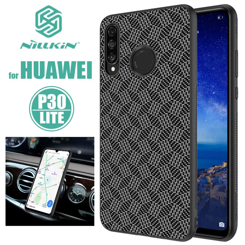 Чехол для Huawei P30 Lite Nillkin жесткая и мягкая задняя крышка из волокна тонкий