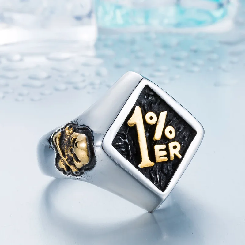 EVBEA Cool 316L Серебряный Байкер из нержавеющей стали 1% er череп кольцо мужские