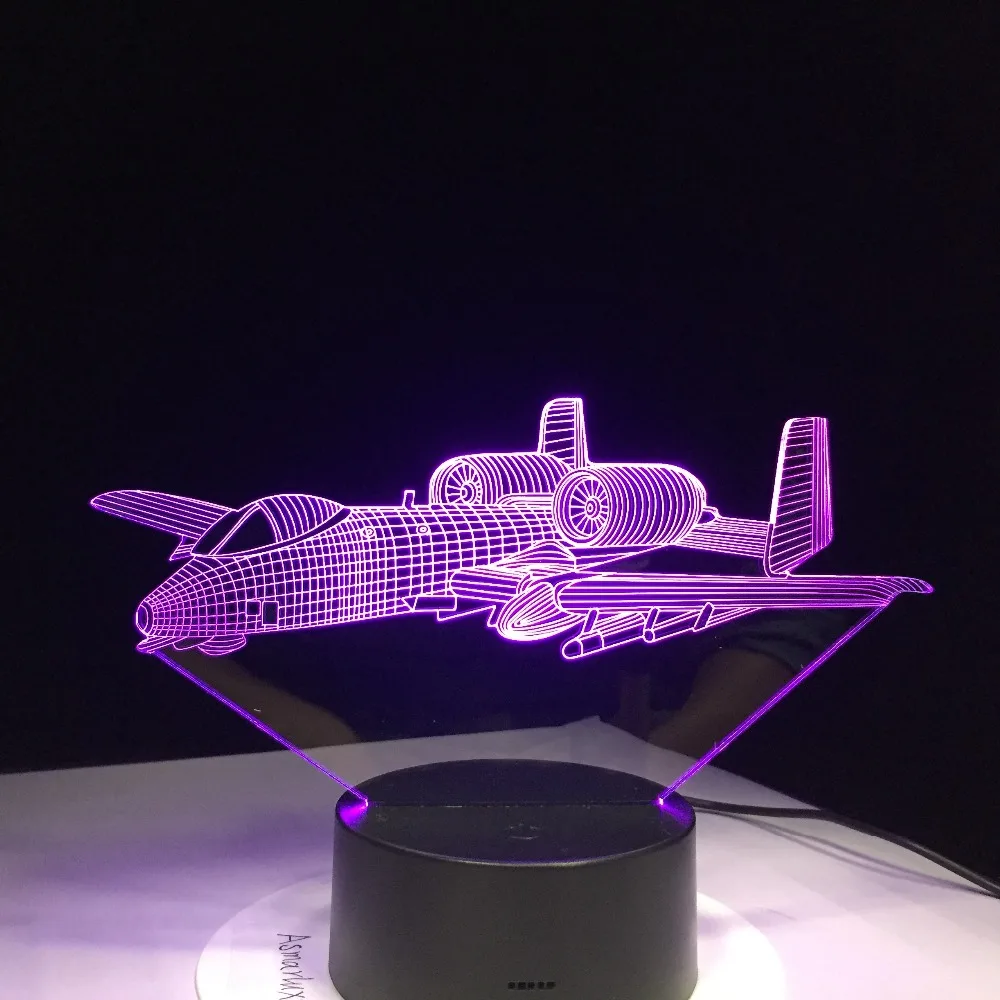 

Remote Control Air Plane 3D Light LED Table Lamp Illusion Night Light 7 Colors Changing Mood Lamp 3AA Battery Powered USB Lamp