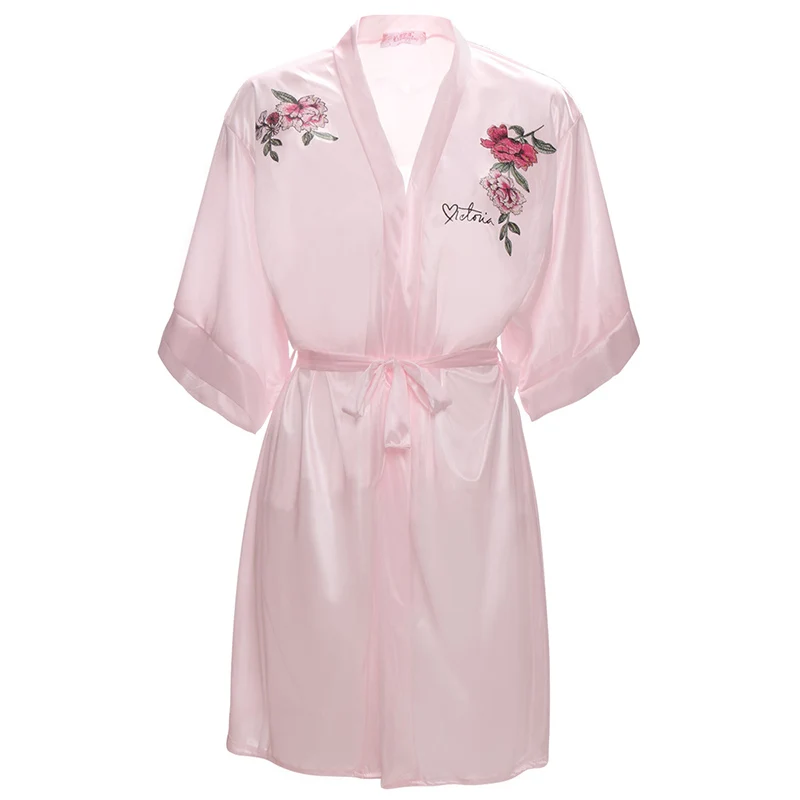 Fashion Rayon Silk Night Robes Embroider Dressing Gown or Sleep Wear Lingerie for Ladies Girls Bridesmaid Bathrobe | Женская одежда