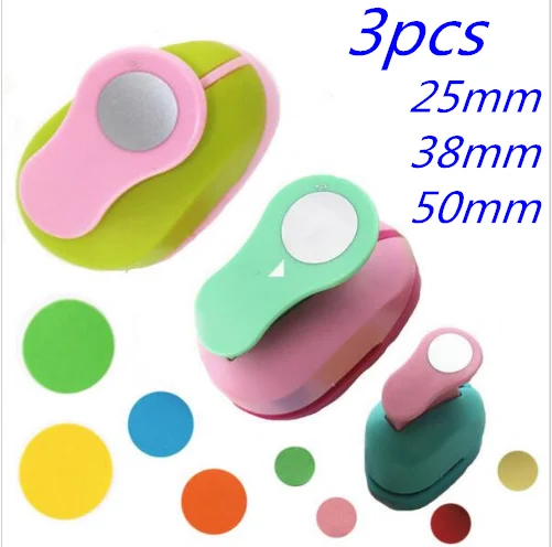 3pcs 25-38-50mm 6 мм-75 мм круглая форма для рукоделия cortador de papel de scrapbook бумажные пенопластовые школьные ручные DIY круглые дыроколы - Цвет: 3pcs 25-38-50mm