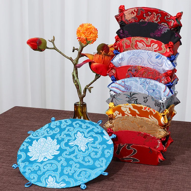 Round Foldable Home room Accessories Decoration Storage Case for Coffee Table Fruit Candy Box Handmade Chinese Silk Brocade | Дом и сад