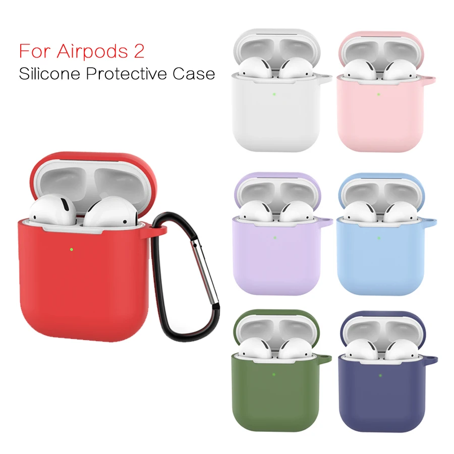 

Силиконовый чехол для Airpods 2, чехол для беспроводных наушников Apple Airpods, чехол, сумка, сумка, аксессуары с крючком