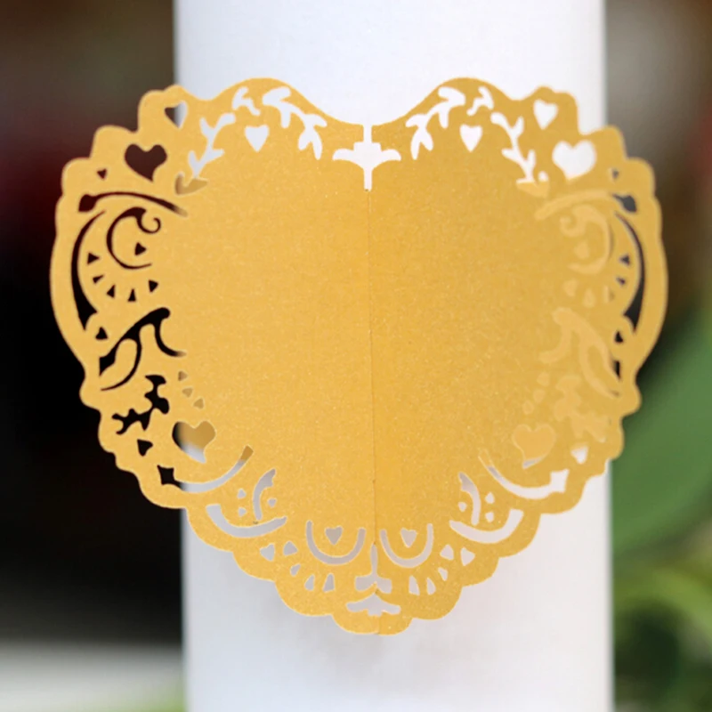 50/упаковка кольцо для салфеток в форме сердца украшение свадебного стола