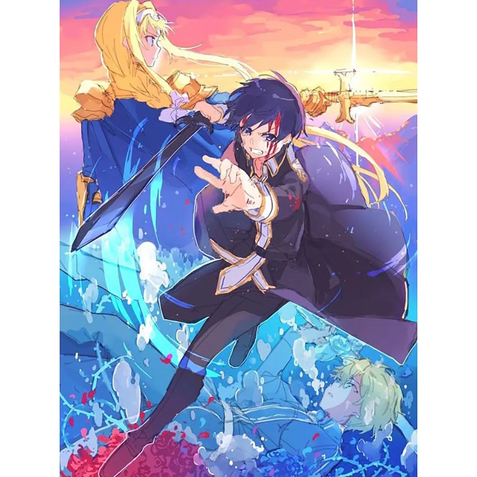 Алмазная Настенная картина DIY вышивка крестом меч искусство онлайн аниме 5d