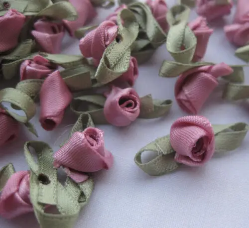 MAUVE UPick 50 шт. 3/" Мини Искусственные цветы необычные ленты цветы розы Аппликации Свадебное шитье орнамент - Цвет: MAUVE