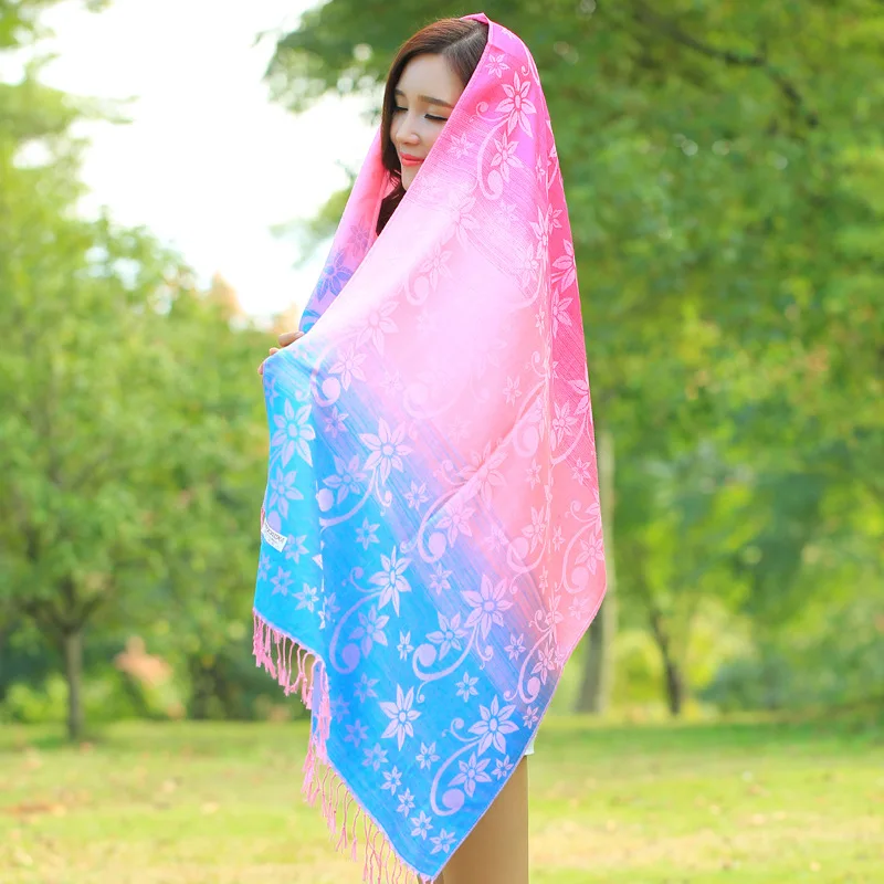 

Женский жаккардовый шарф, хлопковый шарф с бахромой, солнцезащитный, с бахромой, SFTD13, для зимы и весны, осени