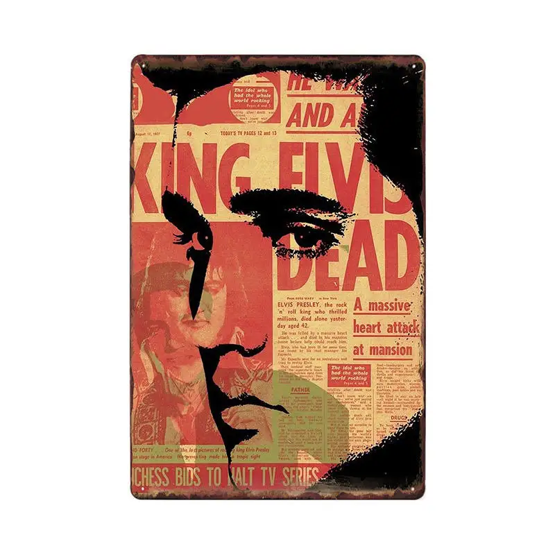 Elvis Presley вывески металлические винтажные постеры оловянные дощечки настенные Декорации для бара Клубная комната паба художественные картины Домашний Декор 20x30 см