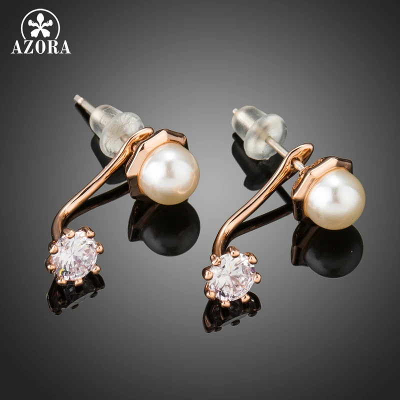 Азора розовое золото Цвет модный Стиль прозрачные круглые кубического циркония