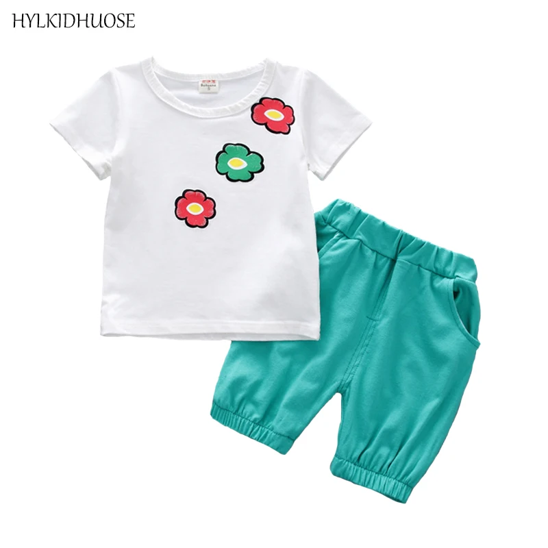 HYLKIDHUOSE/Летняя одежда для маленьких девочек костюмы Одежда младенцев хлопковая