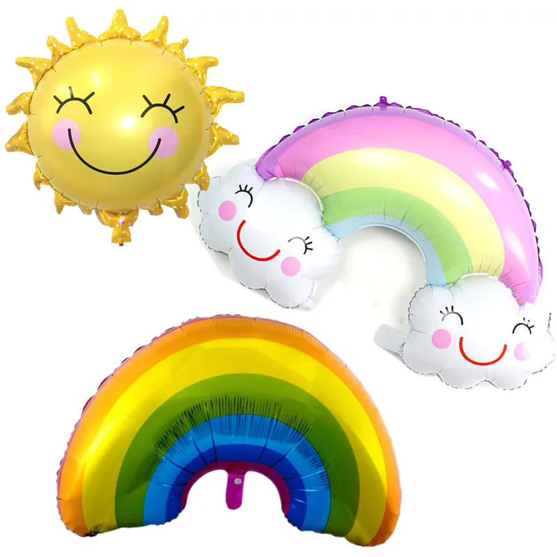 Large Rainbow Smile Sun Design Foil Balloons for Kids Birthday Summer Party Baby Shower Wedding Decoration Helium Air Дом и сад