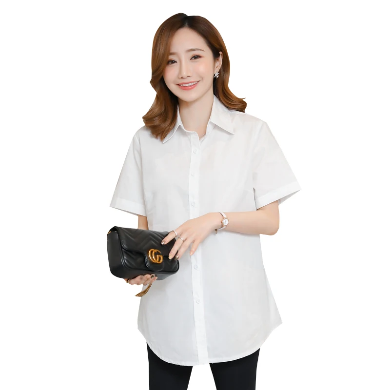 

Summer Maternity Clothes Solid Color Pregnancy Shirts Short Sleeve Shirt Blouse Business Wear Pregnant Tops Formal plus size