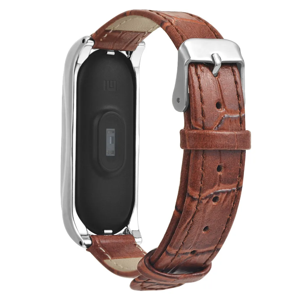 Роскошный кожаный сменный Браслет ремешок + металлический корпус браслет для Xiaomi