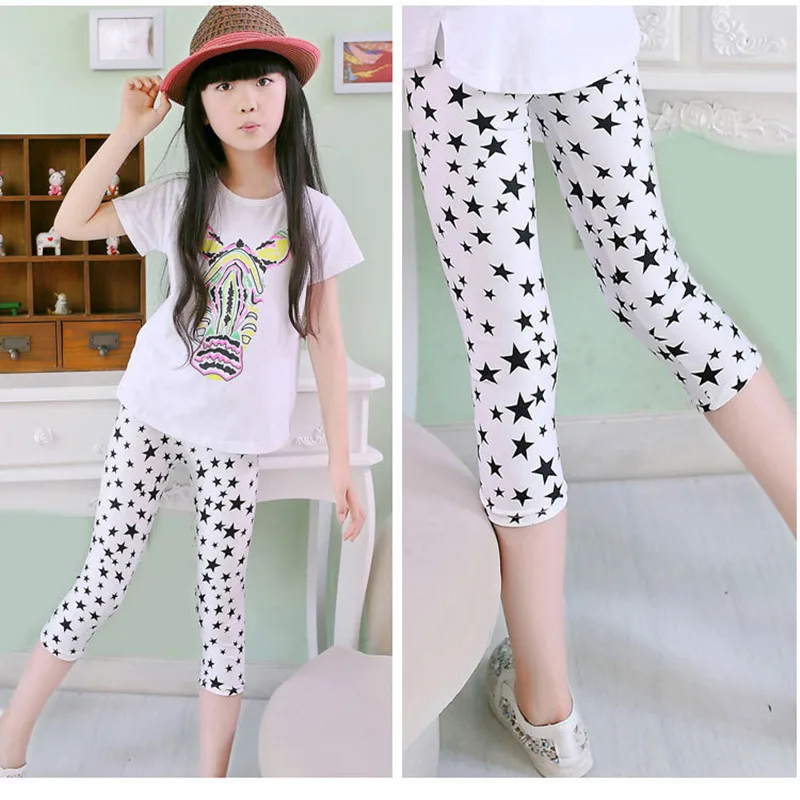 Детские короткие брюки детские леггинсы для девочек эластичные штаны с