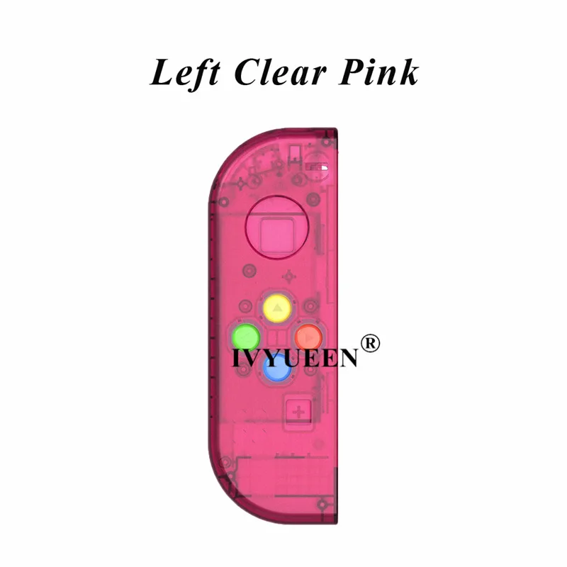 Left Clear Pink IVYUEEN для Joy Con, сменный корпус, прозрачный чехол, чехол для переключения, консоль Joy-Con с кнопками ABXY - Цвет: Left Clear Pink