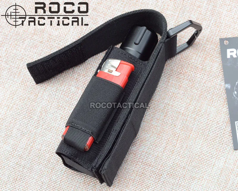 ROCOTACTICAL качественный нейлоновый Molle военный фонарь, фонарь, держатель, регулируемый фонарь чехол с двумя боковыми батарейными отсеками черного цвета