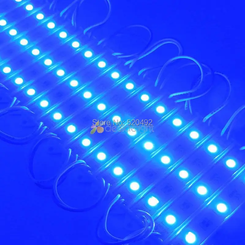Супер яркий 200 шт. DC 12 В 3 светодиода 5050 SMD Синий 7512 водонепроницаемый светодиодный