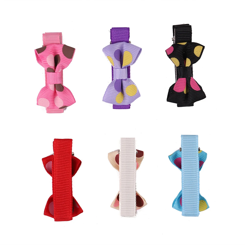 Mini Dogs Bow Hairgrips Hair Clips Girls Coloful Big Spot Whole Wrapped Safety Kids Hairpins Accessories | Дом и сад