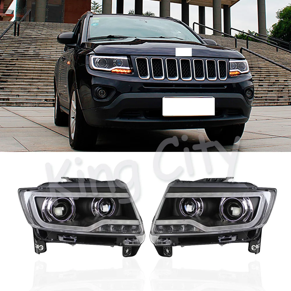 CAPQX 2 шт. для Jeep Compass 2011- передний светодиодный налобный фонарь налобный светильник в сборе H7 D2H Hid вариант Angel Eye Bi Xenon
