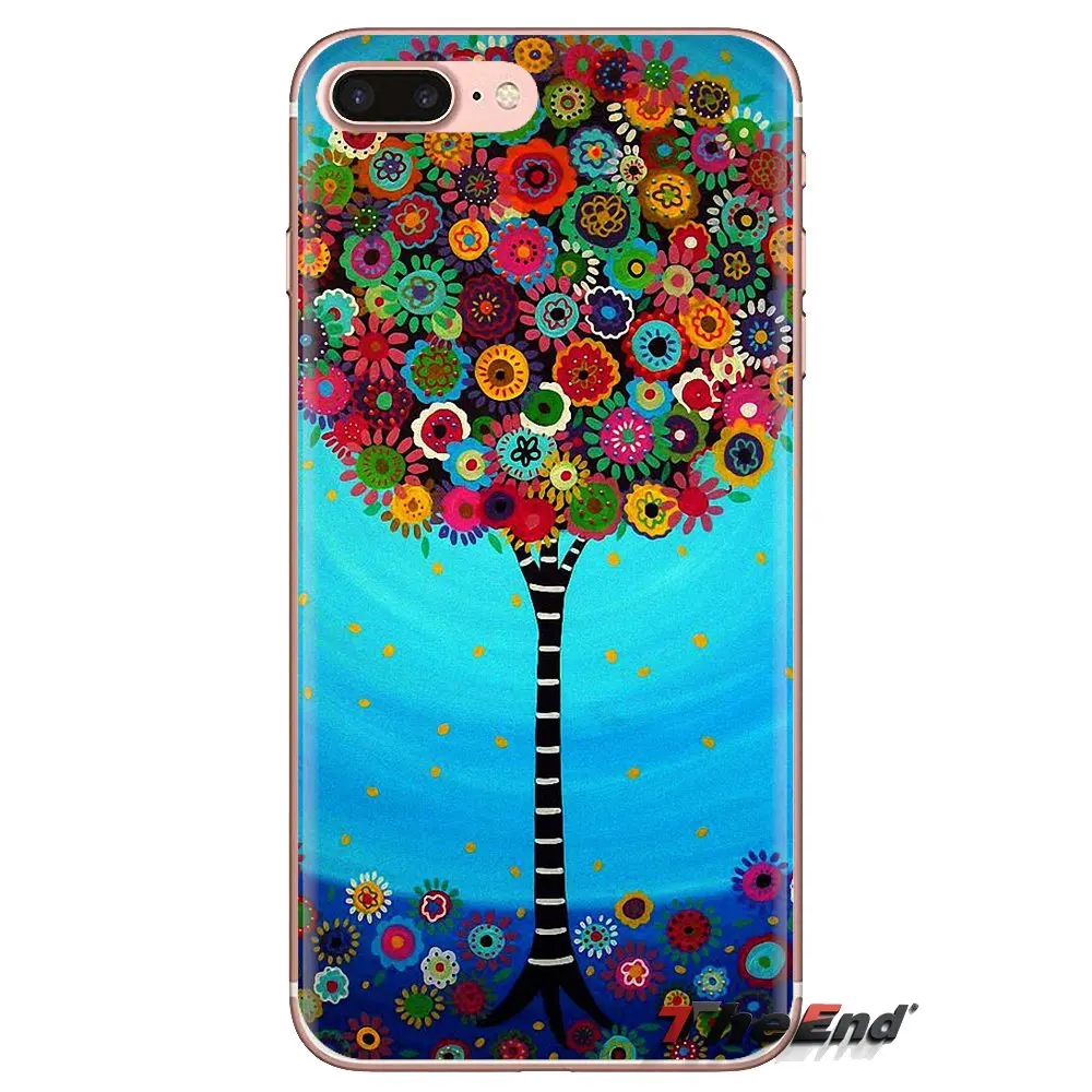 Silicone Phone Cases For iPod Touch Apple iPhone 4 4S 5 5S SE 5C 6 6S 7 8 X XR XS Plus MAX Natural world The Tree of Life Flower |