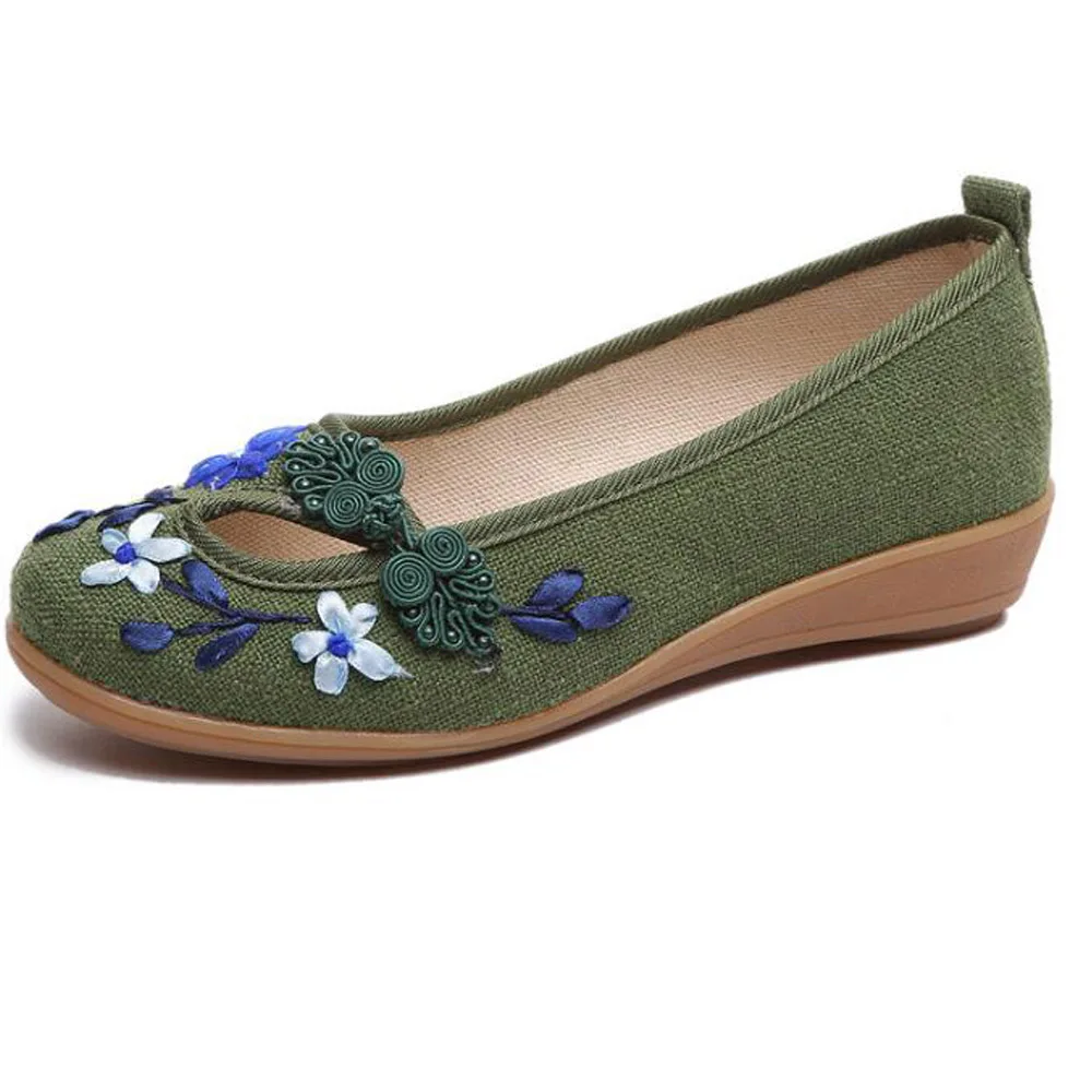Летняя женская обувь на плоской подошве Вязаные тканевые лоферы с цветочным