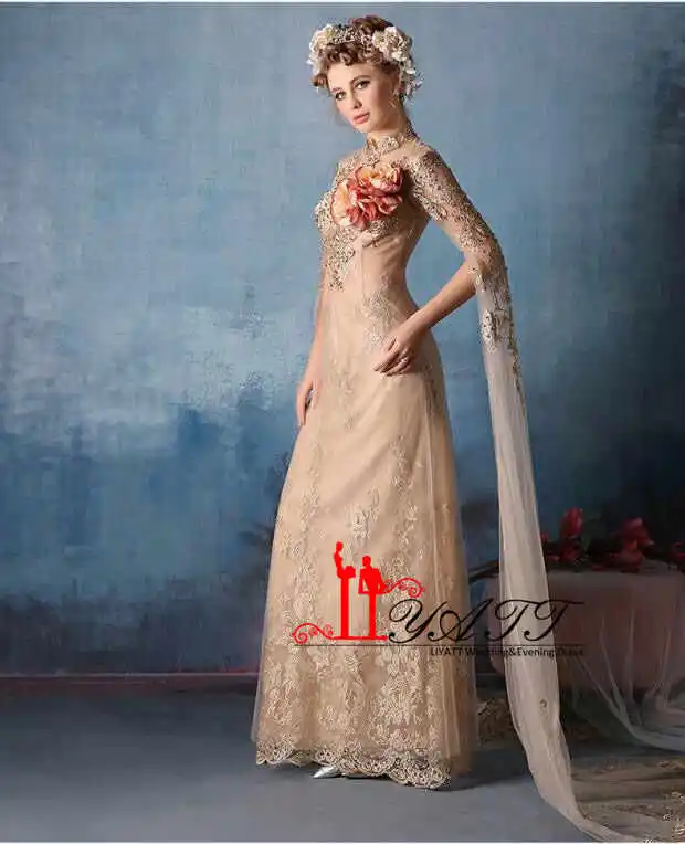 Robe De Mariage 2017 настоящая фотография новинка vestido de noiva золотые кружевные аппликации
