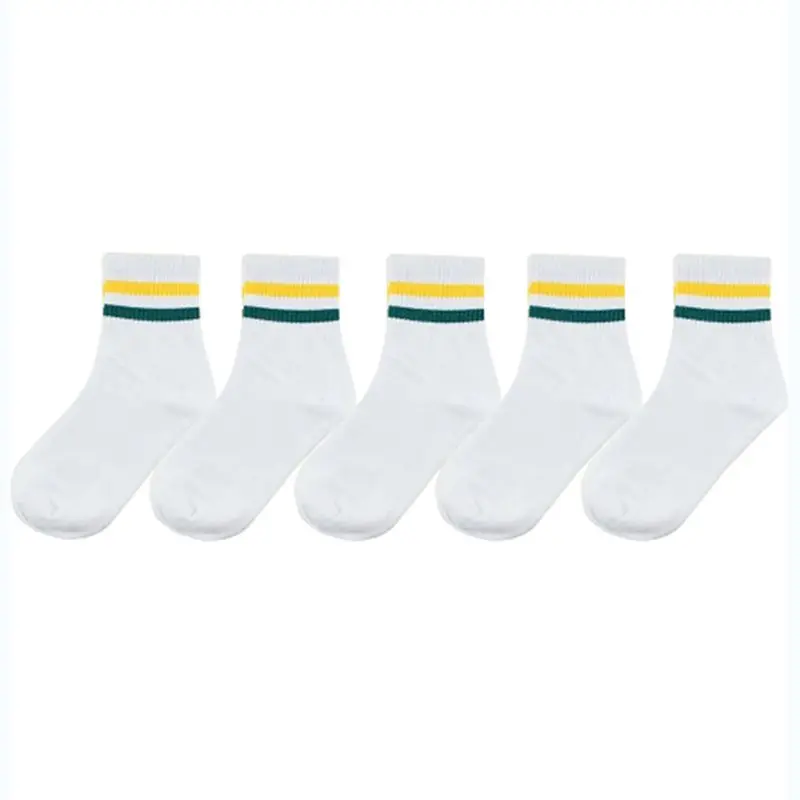 five pairs 10 шт. = 5 пар/лот, мягкие хлопковые женские носки в черно-белую полоску, утепленные короткие носки, стильные спортивные носки Harajuku Meias TJ211 - Цвет: five pairs