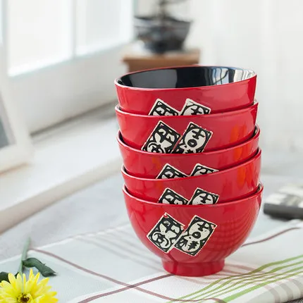 Набор керамических мисок 5 шт. милые чаши Цзиндэчжэнь японская глазурованная