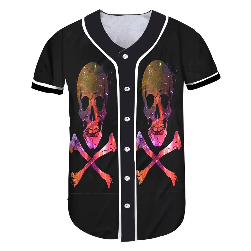 OGKB 3D Печатный цветной уличный рисунок футболка звездное небо череп Повседневная