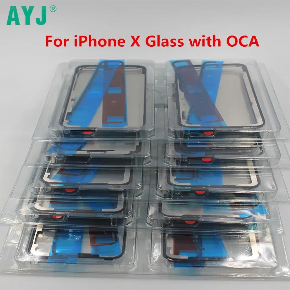 AYJ 5 компл./лот AAAAA переднее внешнее стекло с OCA + рамка комплектом наклеек
