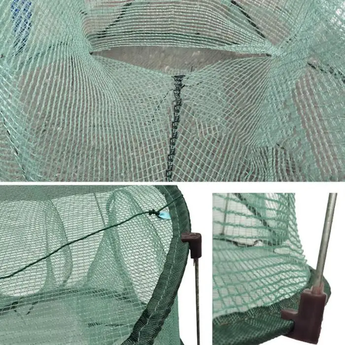 New Automatic Fishing Net Trap Cage Round Shape Durable Open For Crab Crayfish Lobster LMH66