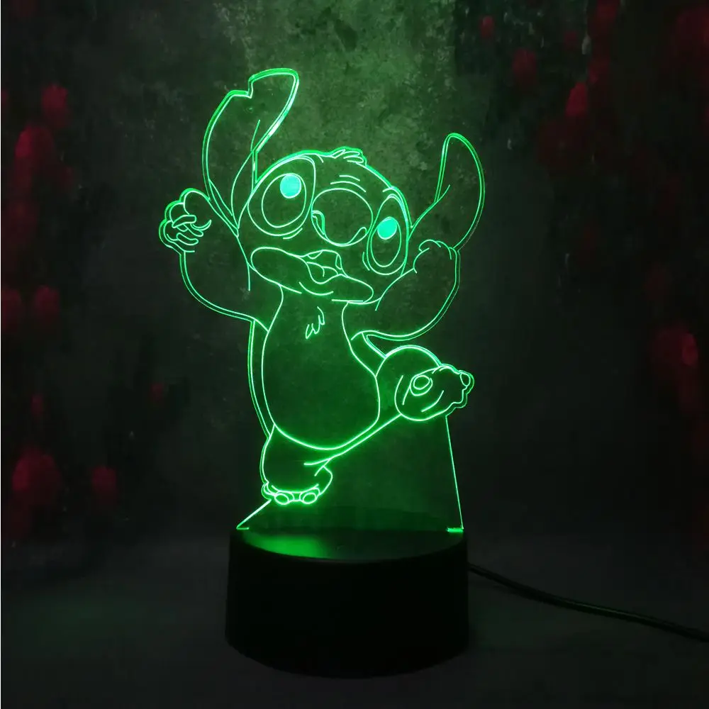 Новинка мультфильм милый стежок на заказ 3D ночник светодиодный 7 цветов Иллюзия детская настольная лампа подарок на день рождения праздник украшения спальни свет