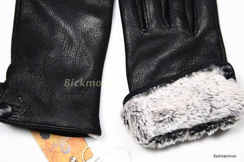 Fake rabbit hair Новинка, мужские перчатки из натуральной кожи, модные, прямые, стильные, с подкладкой, кожаные, осенние и зимние, теплые, холодные - Цвет: Fake rabbit hair