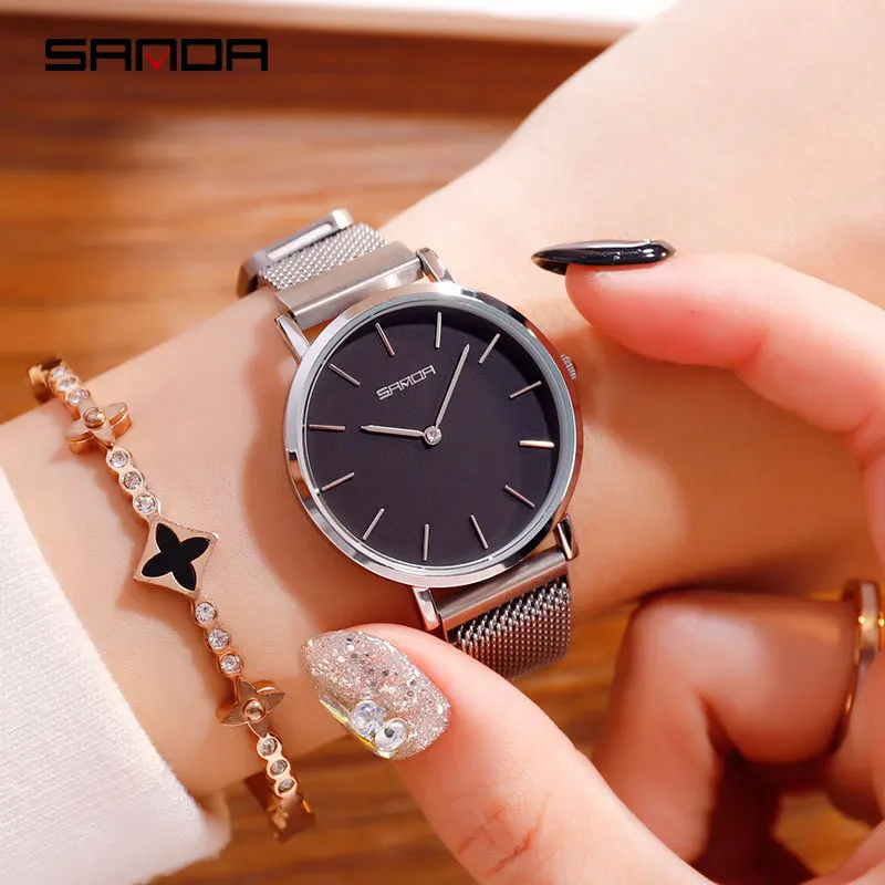 Женские наручные часы Montre Femme брендовые водонепроницаемые с магнитной сеткой
