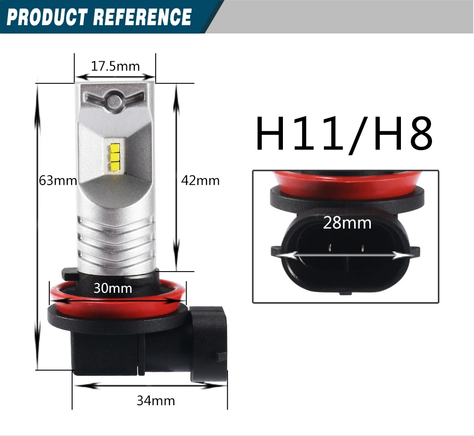 Gzkafolee 2 шт. h11 led h9 h8 led H16 JP автомобилей туман лампа CSP Y19 6500 К 3600LM белый вождение автомобиля лампы дневного