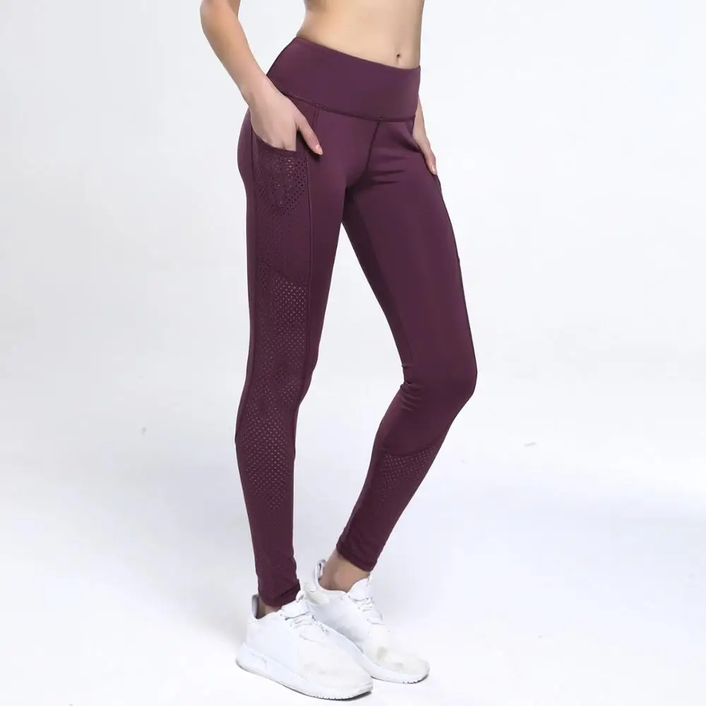 Женские сетчатые брюки с высокой талией для фитнеса и йоги карманами