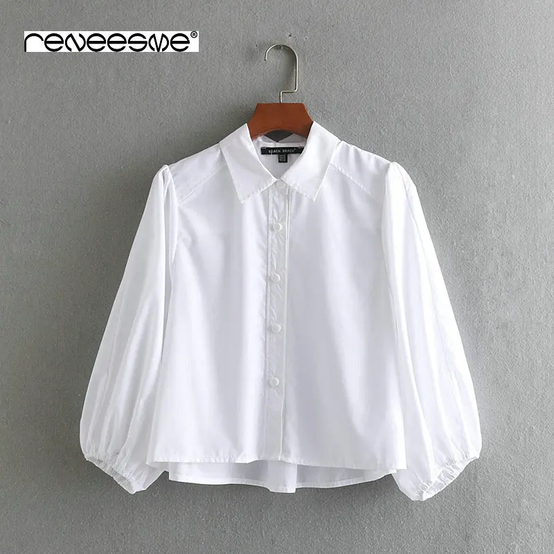 Весна Лето 2019 Новая женская блузка Повседневная девять четверть отложной