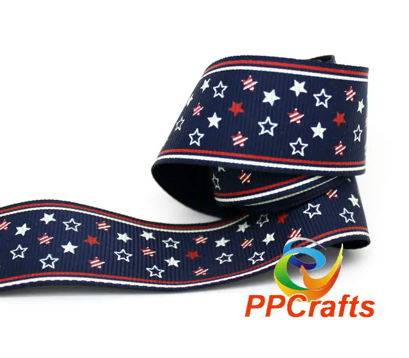 PPCrafts ленты 1 5 дюйма 38 мм Красочные Звезды печатных Grosgrain 100yds/рулон бесплатная