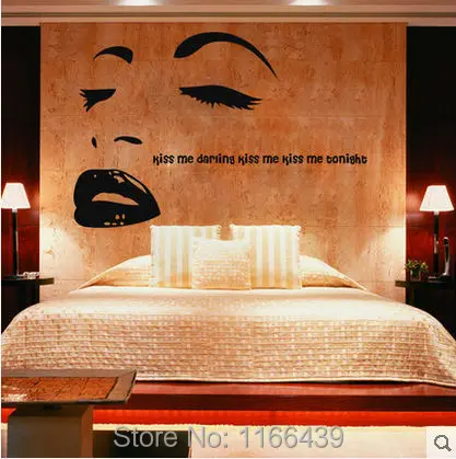 

Kiss me romantic bedroom bedside backdrop wall stickers creative vivid characters fashion English