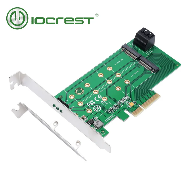 Карта адаптера IOCREST PCIe x 4 к NGFF(PCIe) NVMe SSD и SATA 2 NGFF(SATA)| |