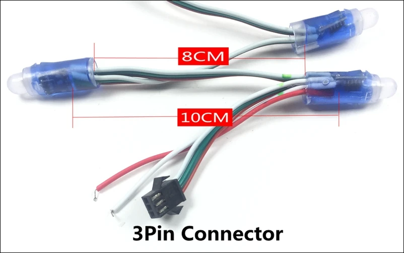50 шт./лот DC5V WS2811 полный Цвет светодиодная точечная лампа модуль 12 мм; высотка каблука 10 см/15 см провода IP68 Водонепроницаемая светодиодная лента RGB цифровой светодиодный струны