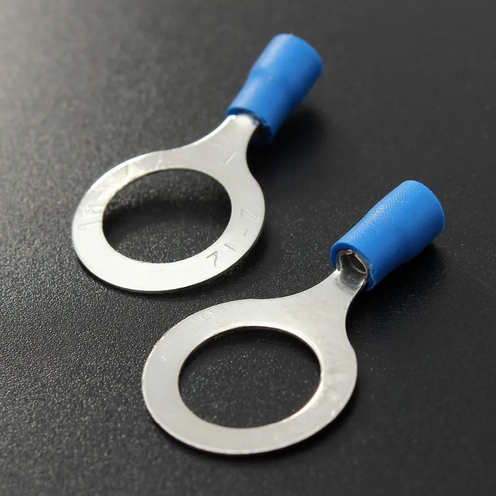 Новое поступление 25 шт. синие резиновые ПВХ клеммы изолированный Кольцевой