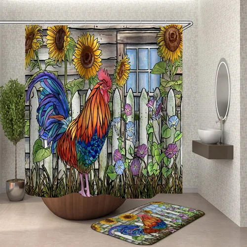 HY236 Yellow Gold Shower Curtain Butterfly Bathroom Curtain Sunflower Duschvorhang Rideaux De Douche Yellow Flower Shower Bath Curtain - Цвет: HY236