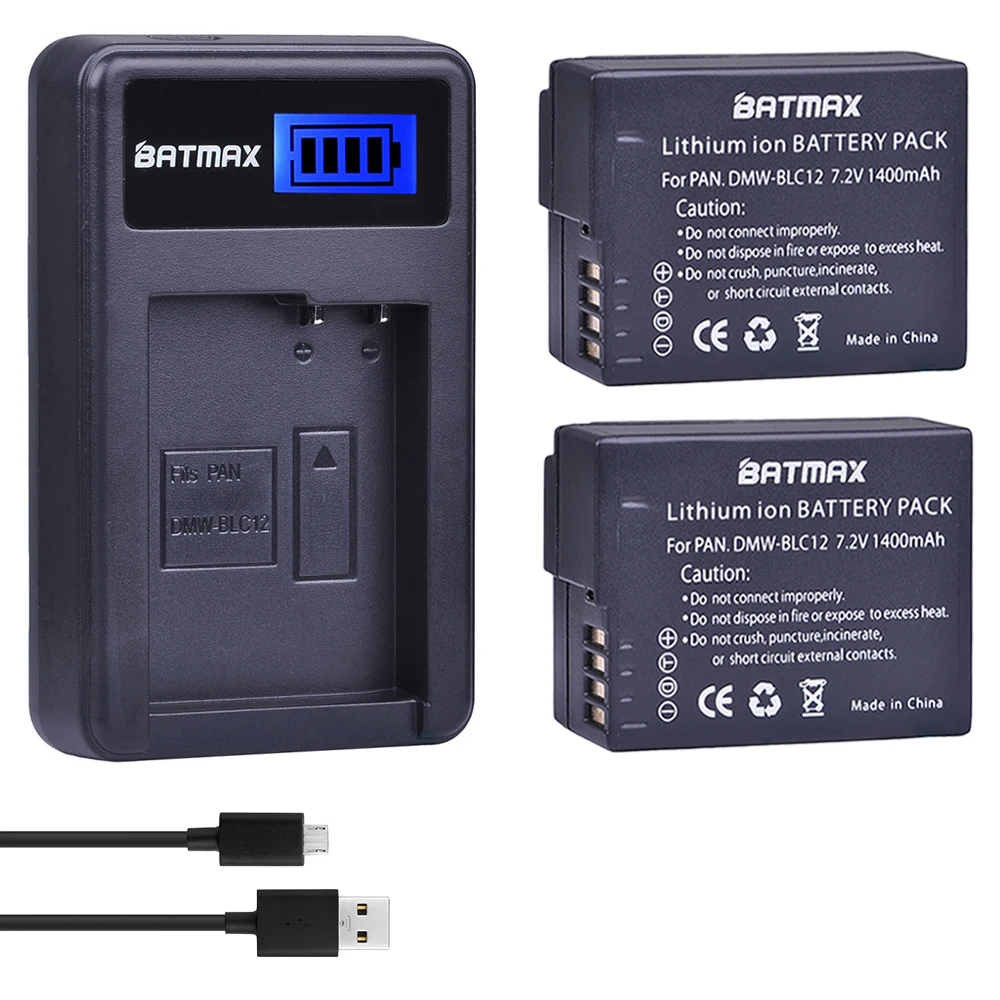 2 шт. встроенный аккумулятор DMW BLC12 DMWBLC12 + зарядное устройство USB с ЖК-дисплеем для