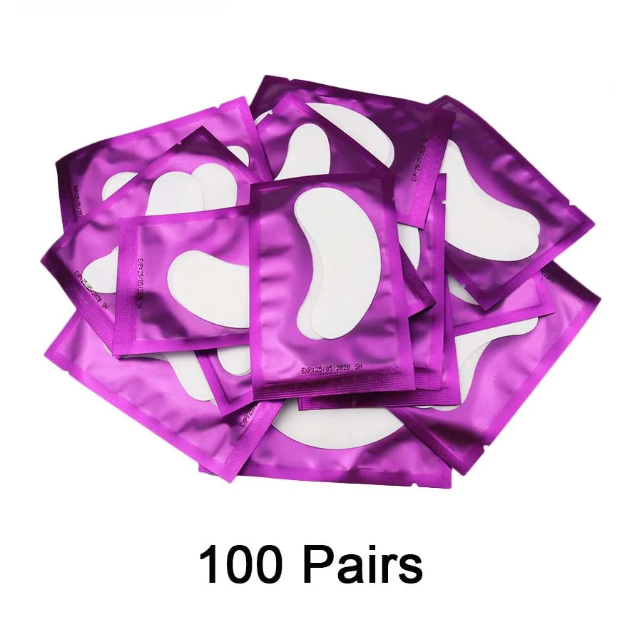 100 Pairs Purple 10/25/50/100 пар кругов под глазами колодки патч глазные гель-патчи, совершенный, ручная работа, расходные материалы для наращивания ресниц фиолетовый - Цвет: 100 Pairs Purple