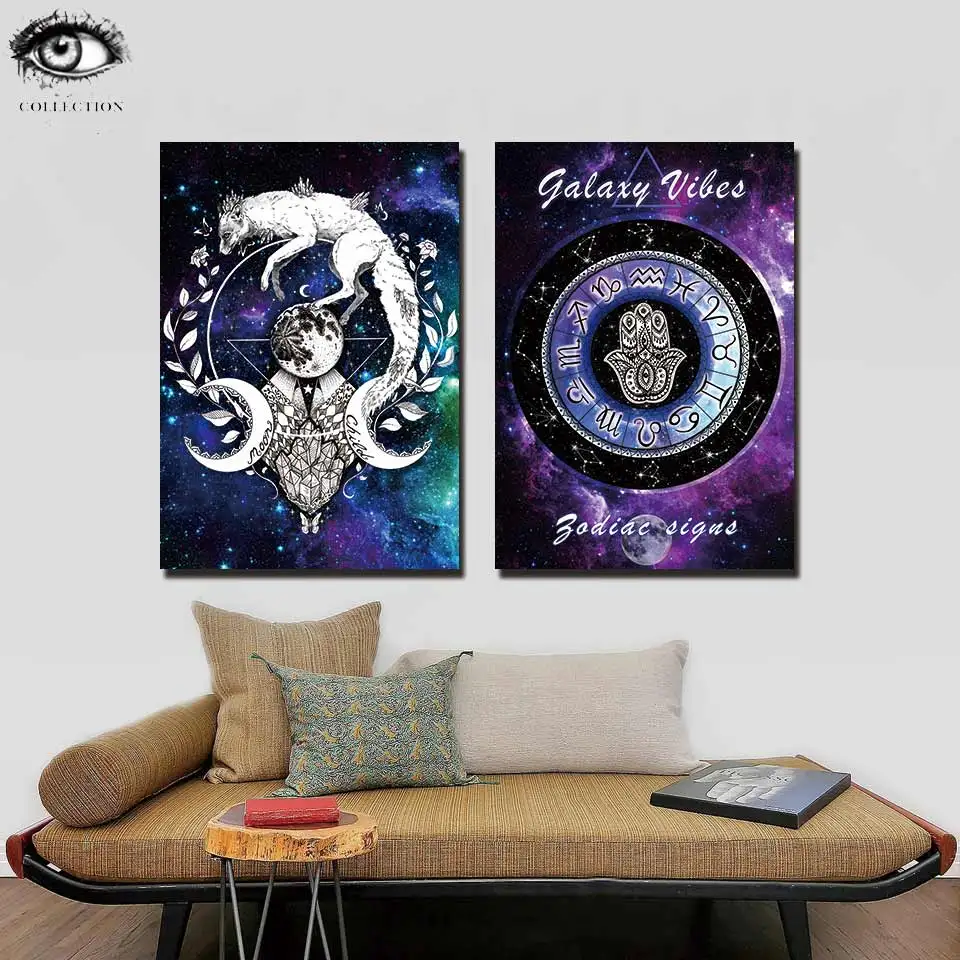 Wolf galaxy by Pixie Cold Art HD печать 1 штука Панда и лиса холст художественный постер