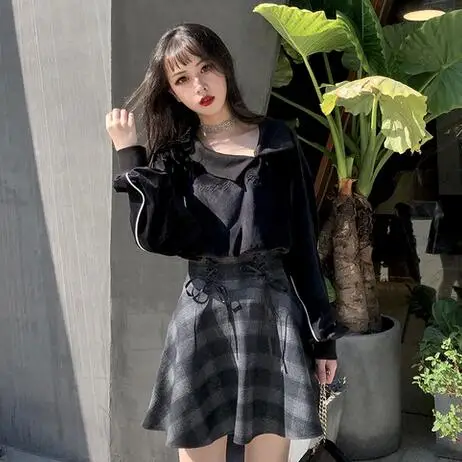 Весна 2019 клетчатая плиссированная мини юбка Clobee Женская крутая рубашка для