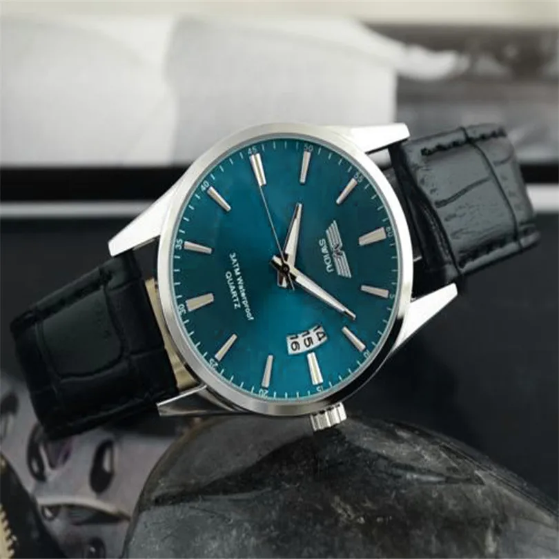 Прочные модные часы для женщин классические роскошные черные с кожаным ремешком